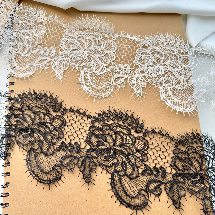 Black and white fish silk thread sequins water-soluble decorative lace European and American embroidery fabric water-soluble embroidery lace R81 tape