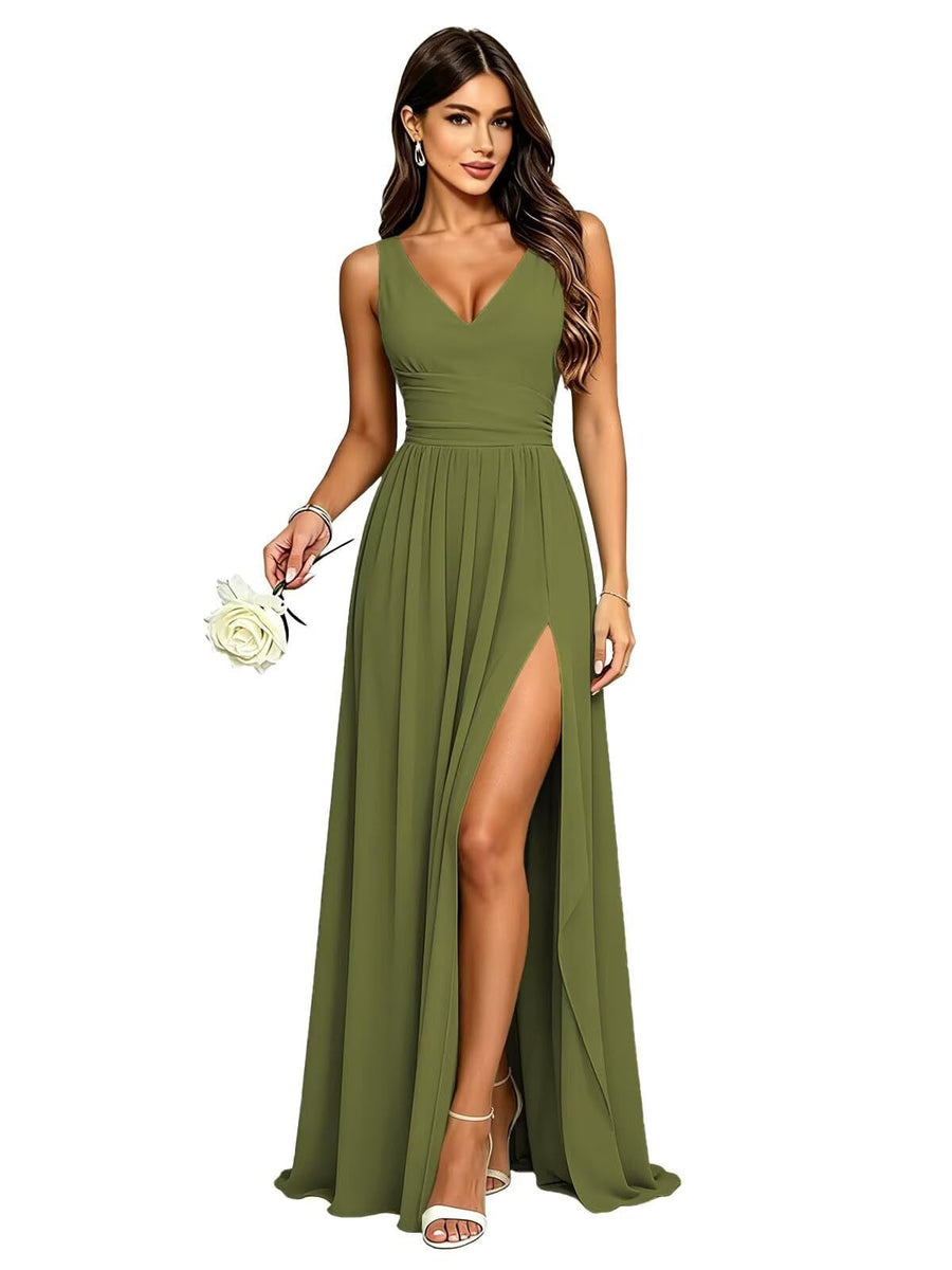 Amazon's best selling bridesmaid dress sleeveless deep v neck backless long skirt forest style fairy evening dress party dress