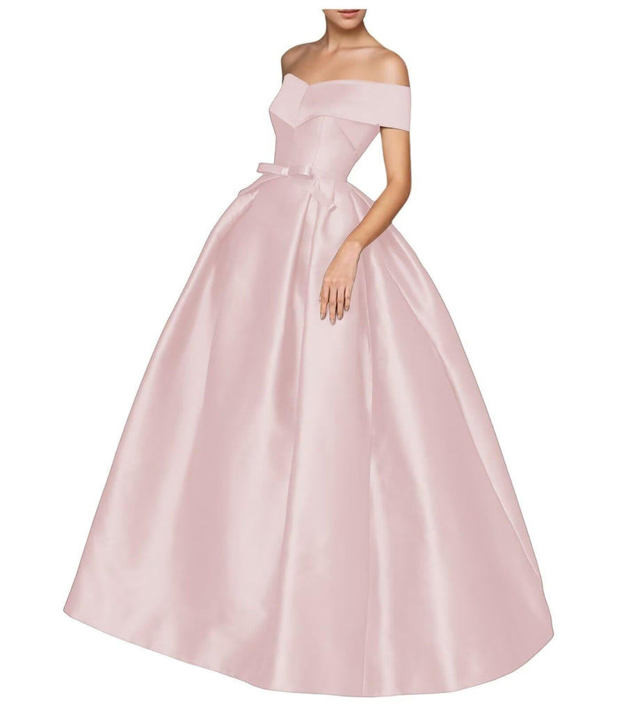 European and american one-shoulder satin flared maxi dress with tie-up bow waist – evening, wedding, and mother-of-the-bride long gown