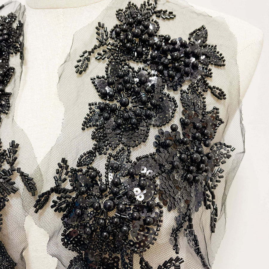 Heavy sequin beaded embroidered 3D flower appliqué for wedding dress and accessories decoration