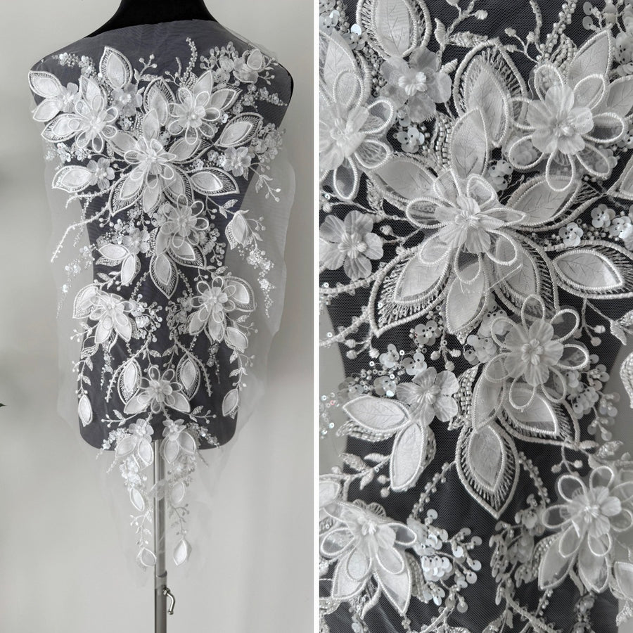 Zh510 three-dimensional handmade petals embroider leaves wedding dress veil diy curtains clothing fabric lace lace
