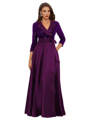 Cross-border amazon hot-selling black long evening gown for women, mid-sleeve, slim-fit, figure-flattering, perfect for banquets, annual meetings, hosts, and performances