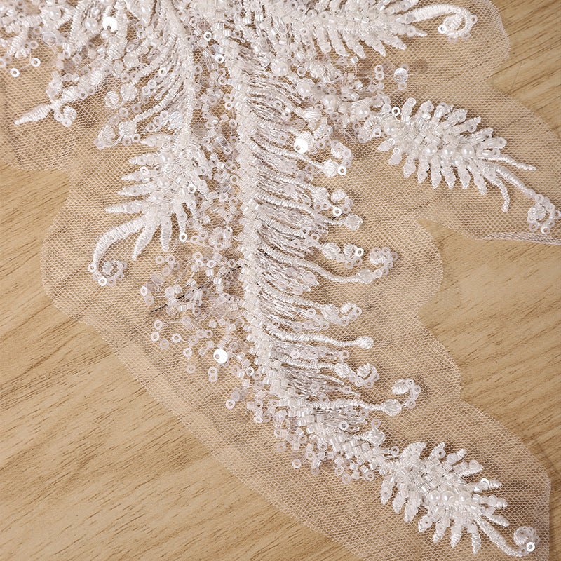 Luxury 3D bead sequined lace flower patch for wedding dress and children's clothing applique