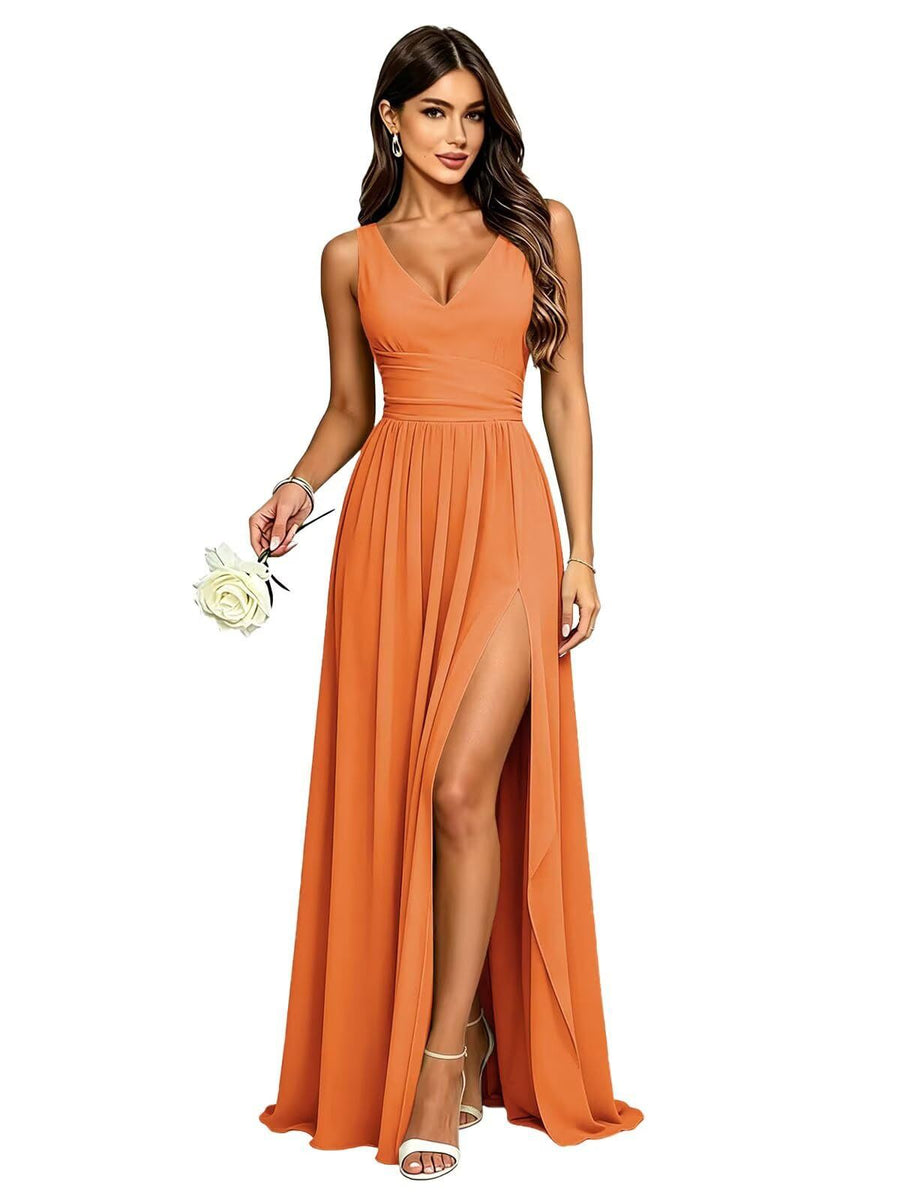 Amazon's best selling bridesmaid dress sleeveless deep v neck backless long skirt forest style fairy evening dress party dress
