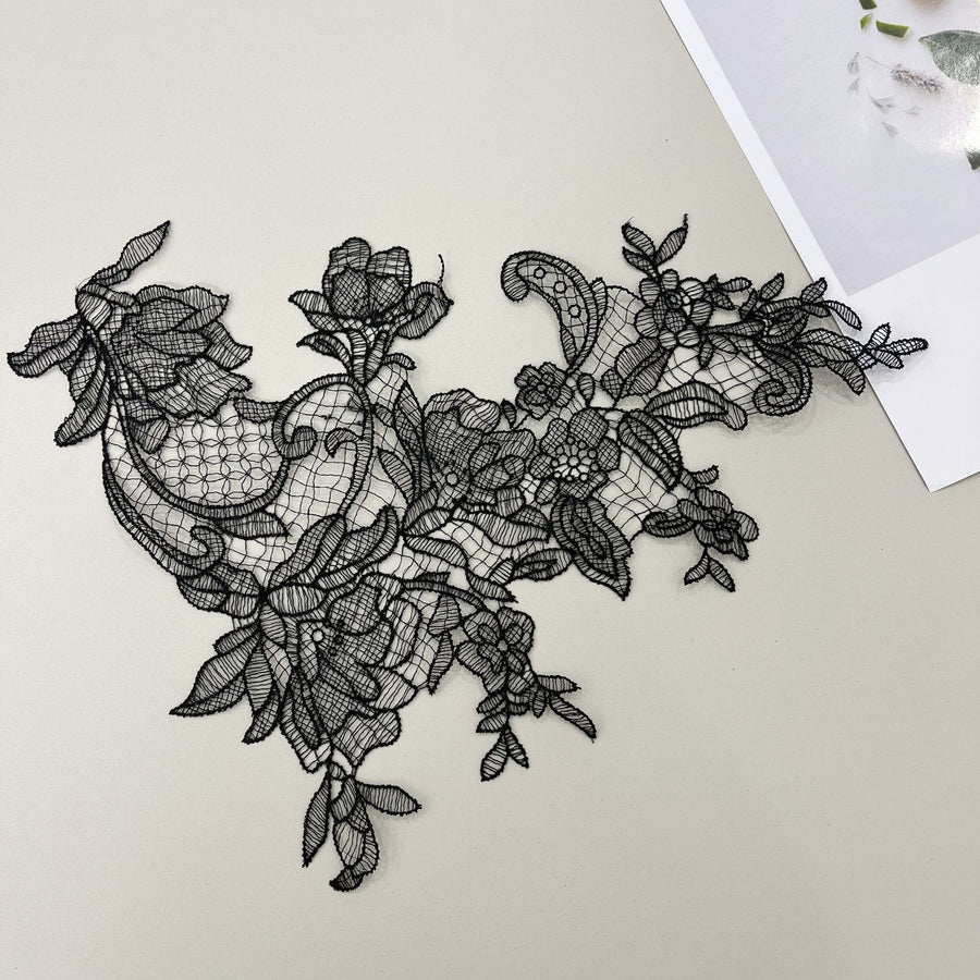 Beige Fish Silk Thread Water-Soluble Lace Flower Applique - DIY Handmade Bridal Veil Accessory