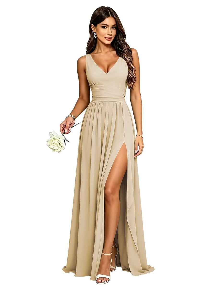 Amazon's best selling bridesmaid dress sleeveless deep v neck backless long skirt forest style fairy evening dress party dress