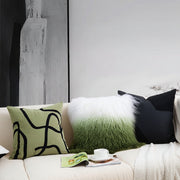 Gradient Shearling Cushion Cover - Geometric Lines in Modern Luxury Style