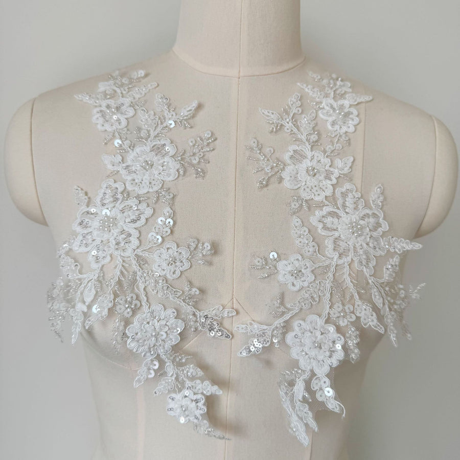 Trendy Beaded Rhinestone Lace Appliqué - DIY Handmade Wedding Dress & Clothing Accessories (ZH429)