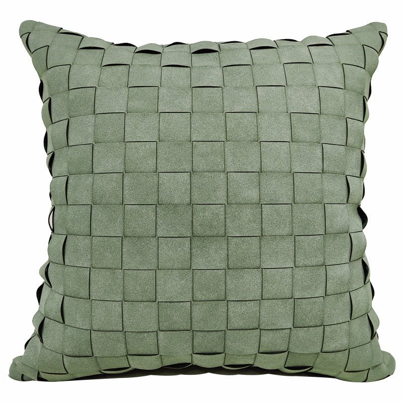 Panelled Green Cushion Cover - Modern Texture with Crafted Detail