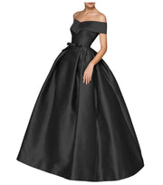 European and american one-shoulder satin flared maxi dress with tie-up bow waist – evening, wedding, and mother-of-the-bride long gown