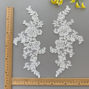 Zh444 white 3d lace beaded lace applique diy handmade bridal jewelry accessories