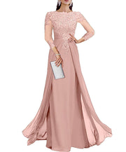 Cross-border lace patchwork long evening dress women's three-quarter sleeve banquet host bridesmaid dress new arrival elegant slimming evening gown