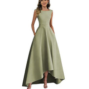 Cross-border best-selling sleeveless evening dress for women, short in front and long in back, bridesmaid, sister group, bestie dress, dinner red carpet dress a dress