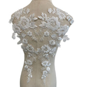White Pair of 3D Beads Embroidery Accessories - DIY Wedding Veil & Handmade Clothing Design Material (ZH351)