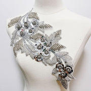 Silver Beaded Sequins Lace Flower Accessory - DIY Wedding Dress, Veil & Shoe Decoration