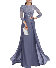 Cross-border lace patchwork long evening dress women's three-quarter sleeve banquet host bridesmaid dress new arrival elegant slimming evening gown