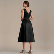 Sleeveless little black dress - women's slimming, figure-flattering evening gown for banquets, annual meetings, and hostess events - elegant, chic, and short
