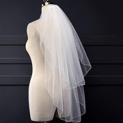 Dense copy soft gauze bridal veil with soft princess lace and minimalist design