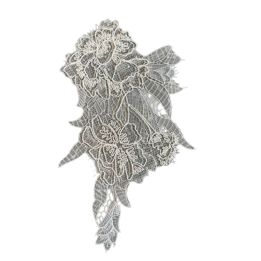 White Hollow Polyester Silk Water-Soluble Lace Flower - Clothing & Headgear Accessory (R221)