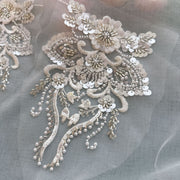White Bubble Mesh Lace Embroidery Appliqué – DIY Wedding Dress, Curtain & Clothing Fabric (ZH369, 14×19cm)