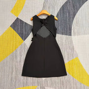 Floral Appliqué Mini Dress — Sculptural Blooms with a Cut-Out Back