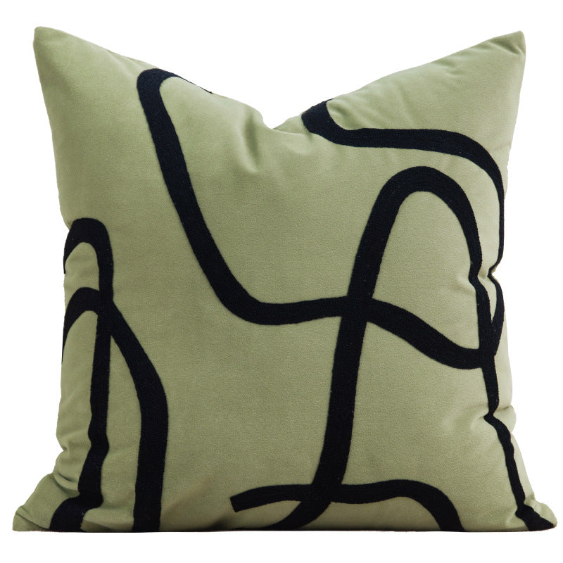 Gradient Shearling Cushion Cover - Geometric Lines in Modern Luxury Style