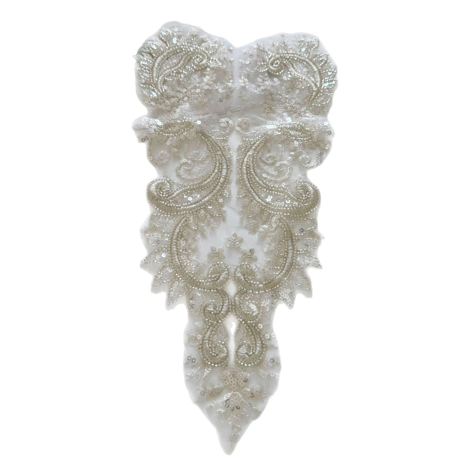 Zh442 silver bead tube embroidered flower - material for veils, diy wedding dress accessories, and clothing skirts