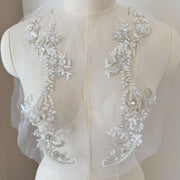 A Pair of Exquisite 3D Sequined Rhinestone Embroidered Flower - DIY Dance Performance & Wedding Clothing (ZH423)