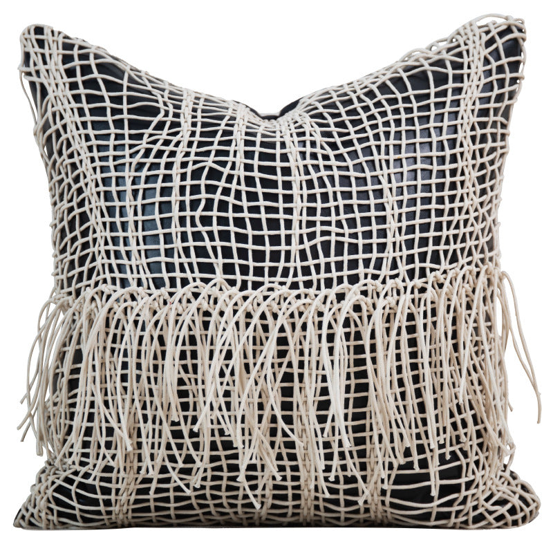 Cream Beige Handwoven Cushion Cover – Soft Luxury Pillow for Sofa & Bed
