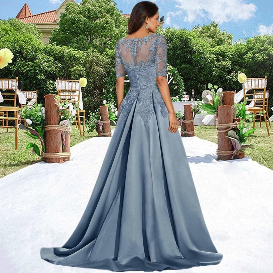 European and american style plus size evening gown - women's satin floor-length dress - perfect for weddings, bridesmaids, annual galas, and performances - flattering and figure-forgiving