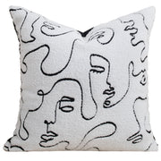 Abstract Face Lumbar Cushion Cover – Red Decorative Pillow for Sofa & Bed