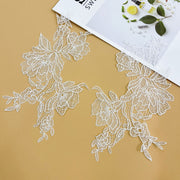 A piece of beige fish silk thread lace flower to flower applique DIY handmade bridal veil jewelry accessories
