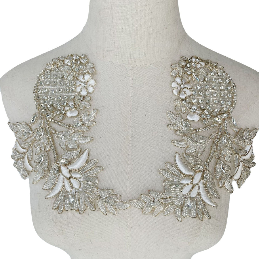 Heavy Industry Multi-Color Diamond Lace Applique - Luxury Patch for Dress, Hat & Headscarf DIY