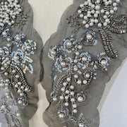 Black three-dimensional bead flower coat, rhinestone clothing neckline, waist accessories, shoulder accessories, wedding dress DIY auxiliary