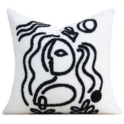 Gradient Shearling Cushion Cover - Geometric Lines in Modern Luxury Style