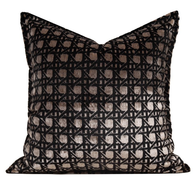 Black & Gold Cut Velvet Cushion Cover - Modern Luxury Style