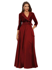 Cross-border amazon hot-selling black long evening gown for women, mid-sleeve, slim-fit, figure-flattering, perfect for banquets, annual meetings, hosts, and performances