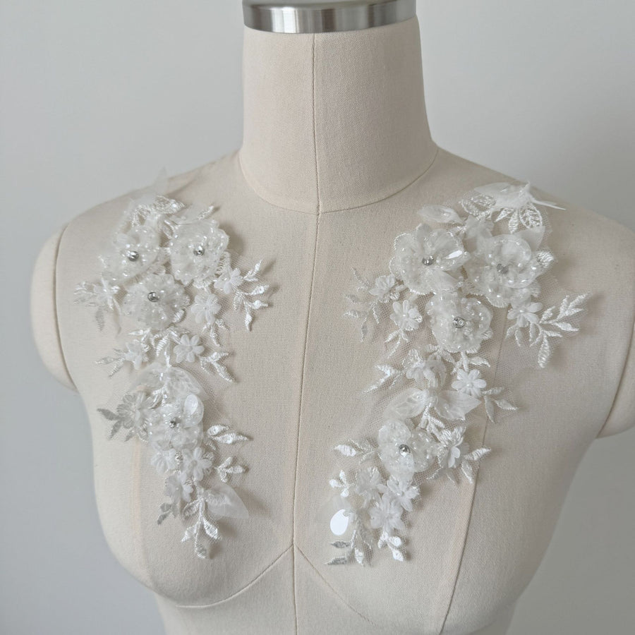 Hand-Sewn Bead Lace Flower Sticker - DIY Clothing Accessories & Dress Decorative Flower Beads (ZH310)