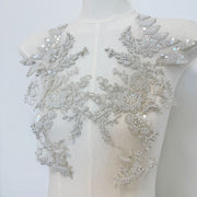 Silver Seed Bead Sequin Lace Trim - Handmade DIY Wedding Dress, Hair Accessory & Curtain Embellishment (ZH449)