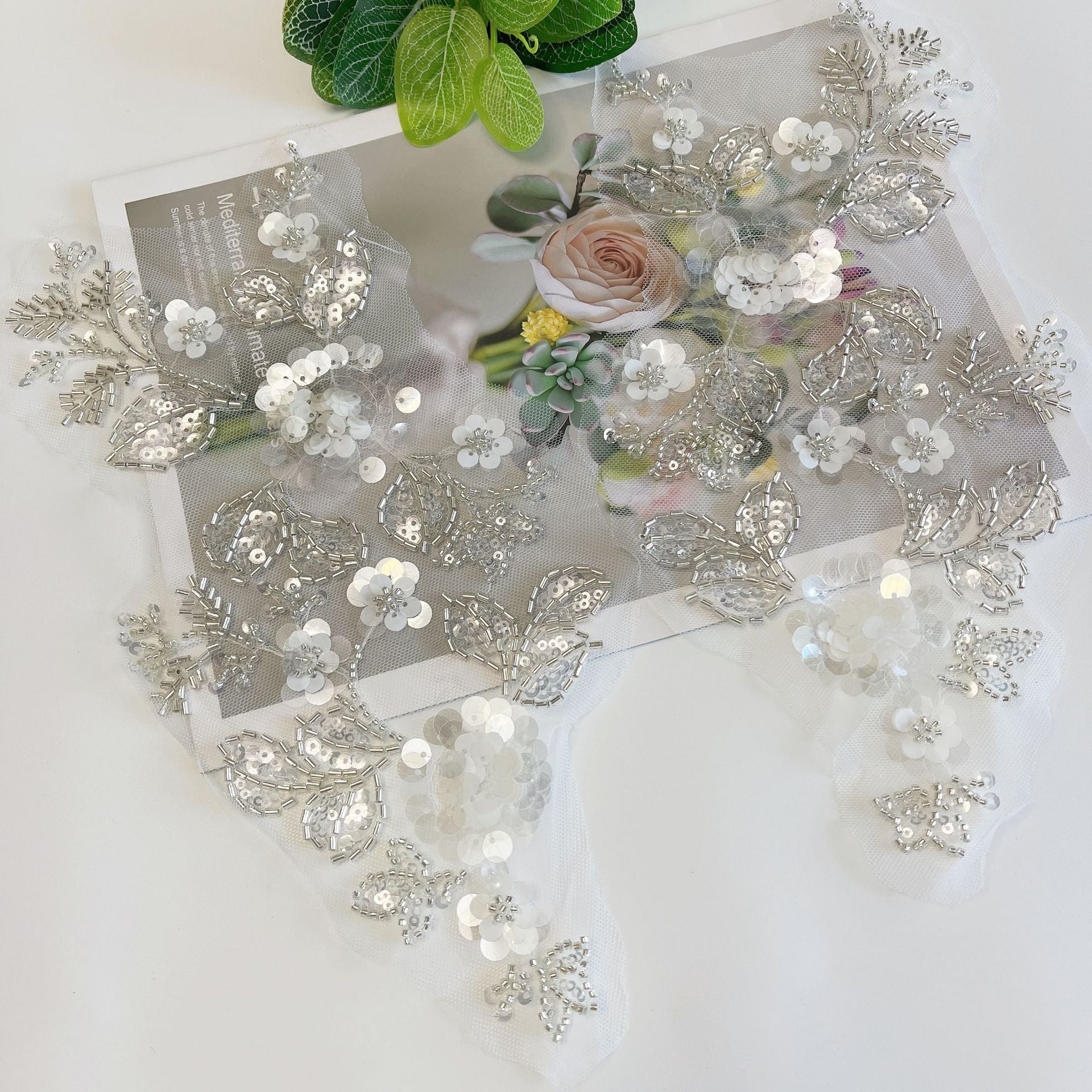 Exquisite 3d beaded sequin lace applique - premium embellishments for wedding dresses, bridal veils, children's clothing, diy shirts & skirts