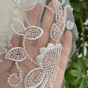White neckline floral accessories DIY wedding dress stage clothing material beaded lace flower