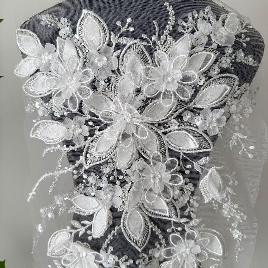 Zh510 three-dimensional handmade petals embroider leaves wedding dress veil diy curtains clothing fabric lace lace