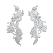 New beaded mesh embroidery lace flower pieces, skirt decorative applique, wedding veil DIY edge material, white