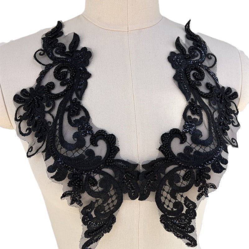 D1 three-dimensional beading on flowers heavy industry lace flowers embroidered lace accessories clothing decoration embroider fabric flowers
