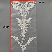 White Beaded Sequin Lace Embroidered Fabric - 3D DIY Wedding Dress, Gown & Apparel Trim (ZH484)