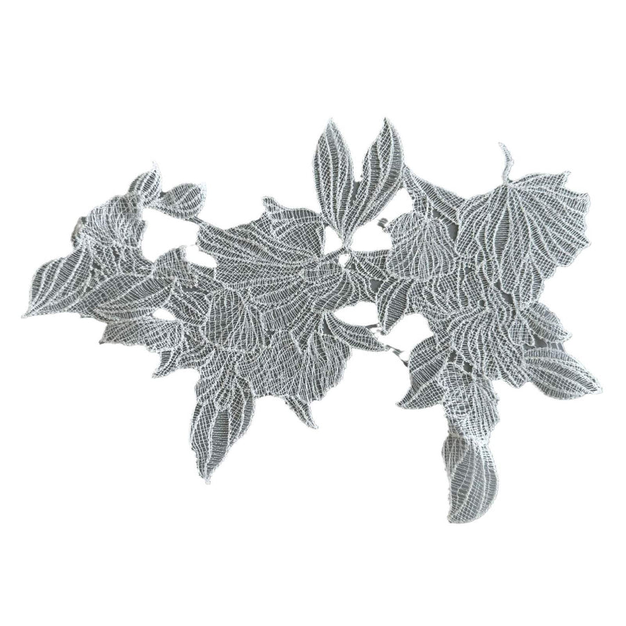 White hollow fish silk lace embroidery cloth sticker for bridal veil and wedding dress decoration