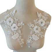 White Mesh Sequined Embroidery Lace Appliqué - DIY Clothing Accessories Bead Lace Patch & Cloth Sticker (ZH398)