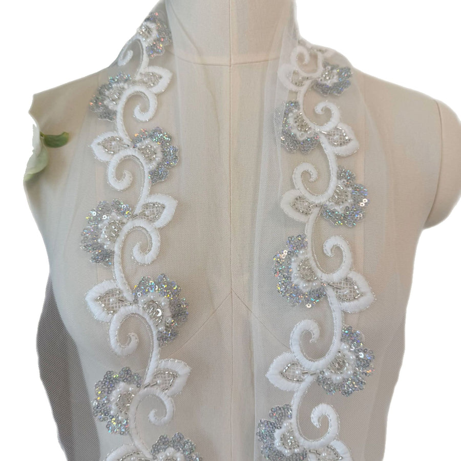 New Exquisite Embroidery Bead Lace - Export Single Wedding Dress DIY Accessories (ZH417)