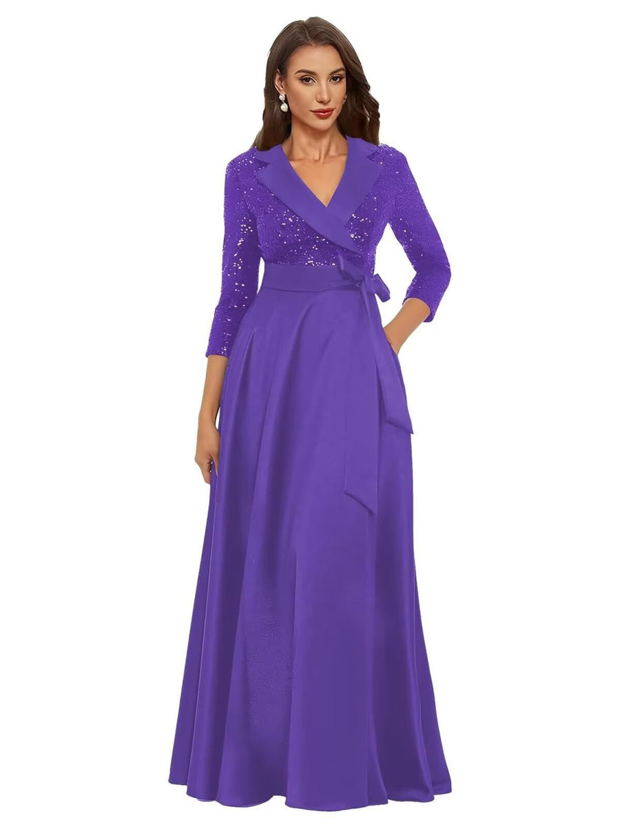 Cross-border amazon hot-selling black long evening gown for women, mid-sleeve, slim-fit, figure-flattering, perfect for banquets, annual meetings, hosts, and performances