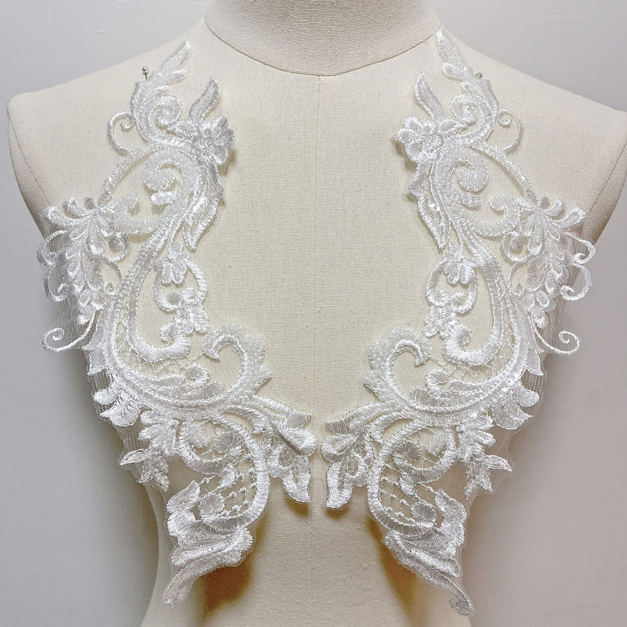 Black Flat Embroidered Mesh Lace Trim - DIY Bridal Veil & Wedding Dress Accessory